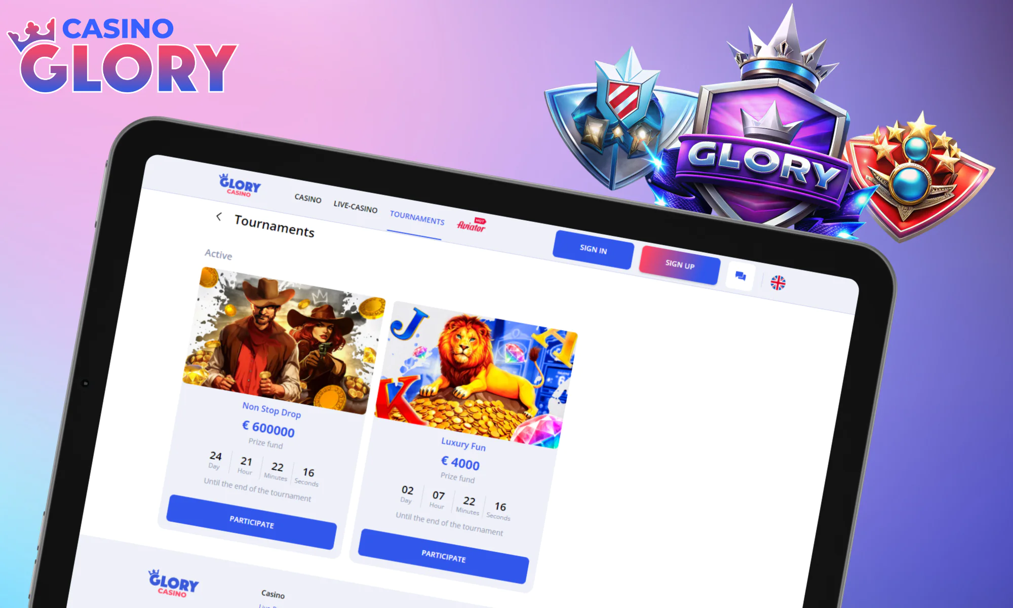 Glory Casino is always running tournaments
